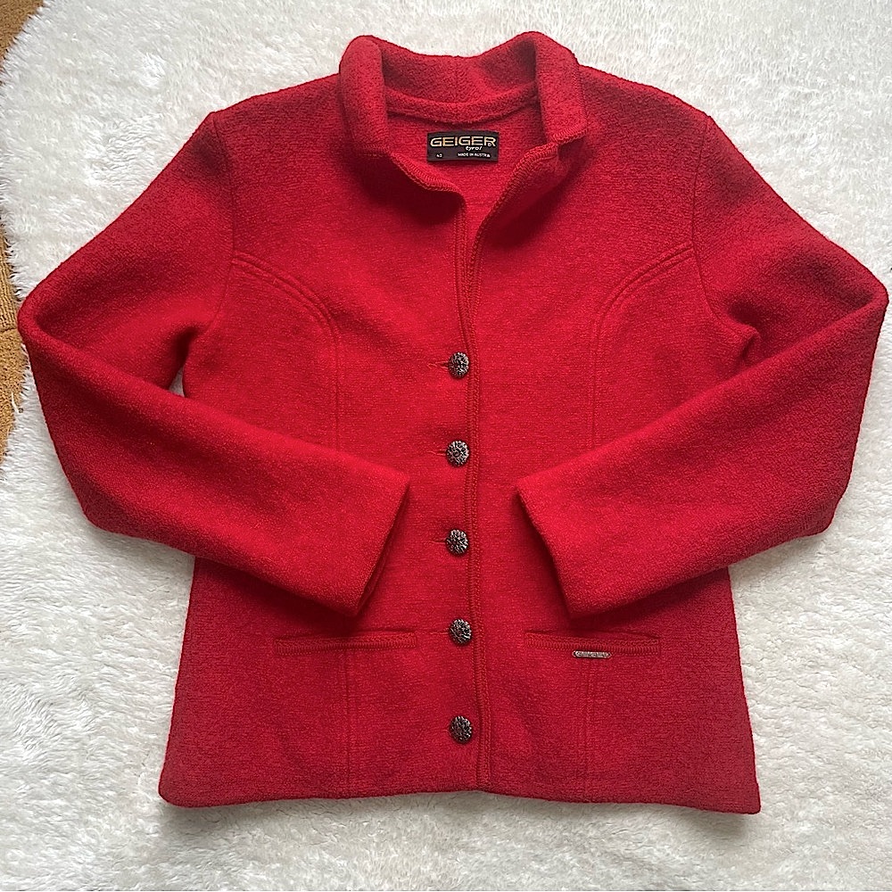 Geiger Tyrol made in Austria soft wool red light tailored jacket